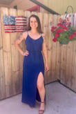 The color is beautiful, and the fabric is nice and light but still far from see through. - Rachel M.
