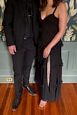 I went to a wedding that wanted women in long black dresses. This was a fun take on a black dress that added a little personality to it. It was a little loose up top but I have wider hips than torso so typically have to size up in dresses. - Mackenzie H.