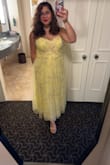 I loved this dress! I wore it to a summer wedding and it was perfect and i got tons of compliments! It was a little big in the bust but, i ordered an XL and probably could have gotten away with a L, but i wore a good push up bra and that did the trick. The material was flowy and perfect for summer. I am short so i did wear platform heels and those were just what I needed. - Rachel A.