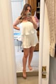 Love this romper! Fits way better than the jumpsuit version. I got this for my bachelorette party dinner in Vegas. Seems comfortable and not tight. Hides my belly and isn't low-cut! I think it will be good for Vegas! I'm short so it's not super short on me! Fabric has a pretty sheen and texture! Good for bigger chested girlies! Buy it! - Kayla A.