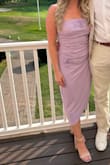 The material is so soft, yet thick and flattering with the ruching. Beautiful color and detailing. Loved this dress! - Savannah M.