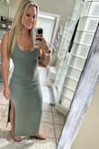 I love this dress so much I bought both colors it comes in and I wish they made it in more colors! I wear this thing anywhere... It can be dressed down or dressed up and I get compliments every time I wear it. The material is stretchy but the dress is still form fitting which makes it perfect. - Megan M.