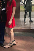 This dress is comfortable and an appropriate length.  I'm wearing this to a military graduation and it's mid-thigh.  I just love it! - Allison S.