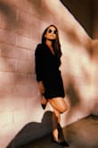 Loved this! I wore it for my sons black and white themed birthday party! The length is perfect! You can wear it as a blazer dress and dress it up or you can wear it casual. Definitely one of my go tos!! I dressed mine down to flats because I was running around at my sons birthday party - Gracielle M.