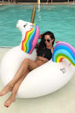 When your life is filled with rainbows and wrap bikinis.. you can't help by be the happiest girl at the pool party! - Sasha R.