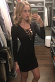 The medium for perfect for my c cup. You can tie the strings on the front looser or tighter depending on how much clevage you want to show off. I wore this dress with heels but it would look amazing with high boots! A must buy - Jennifer H.