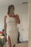 This dress is really pretty on. The only thing I will say there isn't a ton of stretch in this dress. I have bigger boobs so they def felt smashed down in this , I ended up getting a different dress for that reason. - Jessica D.