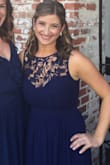 The material does not lend for a lot of give so I sized up and it fit perfectly. The length was good with a pair of heels. The lace detail is nice and the sweetheart neckline is super flattering! - Alyssa V.