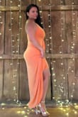 I love this dress. Got so many compliments about the color [being] so vivid and the material doesn't wrinkle at all.  I. Loved how the fit felt on me. I'm 5'3 ft with high heels worked great. - Mayra V.