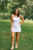 Got this dress for a family reunion where the theme was white/blue/summery! The dress fit perfect to size has a cute bow on the back and I got many compliments! - Taylor K.