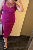 This dress was so comfortable and fit perfectly. I got so many compliments on the color and the unique scalloped neckline. It made me feel so beautiful! The slit in the front was just enough to feel sexy without me having to pull it down all night. Love love love this dress!! - Samantha S.