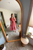 I love the color of this dress, the ruffles are so flattering and it's true to size! - Emma A.