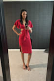 I wore this to a steakhouse for my 9th anniversary (mid April). I let my husband choose the color dress, which I knew he'd say red since it's his favorite color. I liked the light green color also, so I ended up ordering that one later for vacation. - Jasmine M.