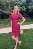I absolutely loved this dress. It's classy, age appropriate (I'm 42 and was worried about the see through area around the waist) but it was just beautiful and fit perfectly. I am wearing a size small in the photo. - Penny C.