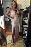 I simply LOVE THIS DRESS! I've been searching for a wedding dress to wear for our civil ceremony with 10 guests and I can't believe I got this on clearance for $25!?!?! It fits a little loose in the bust. I'll have to get it taken in a little bit, but I'm so excited for this non traditional beautiful dress! - Jolani Y.