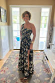 I love this dress! It was a little long, so I had to have it hemmed, but it was well worth it. Very comfortable and received many compliments. Highly recommend this for any event, but I wore it to a wedding. The top was a little snug but still comfortable. The dress is very well-made and good quality materials. - Katie L.