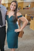 I absolutely loved how stunning this dress made me look and I felt great in it! The material is stretchy and easy to wash (hand wash)! We were able to fold this dress to pack in a carry on and once the dress was on, there were no visible creases! Super easy dress to travel with and the flexible boning on the sides above the waist help give that hourglass look (even if you eat too much at the wedding). - Karla D.