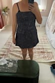 The tweed feels nice, and it isn't too thick. Would be super cute with a white turtleneck for the winter. Top is a little loose which is my only complaint. - Amanda A.