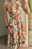 I love this dress so much! 
The length was too long and formal feeling for the event I needed it for, but I loved everything about the dress so I hemmed it to a tea length which makes it read a bit less formal. (The fabric hems beautifully and is very easy to work with)

I have an athletic build - thin, muscular, and rectangular - and I love how the straps and waist give the illusion of curves!

There were several reviews about the zipper catching or bodice being too tight so I ordered a small and medium to be safe. The small is a perfect fit and the zipper is fine. - Christina H.