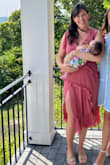 I wore this to a bridal shower and i was 6 weeks post partum. It was very comfortable and flattering (hides the pp tummy) and added bonus it's nursing friendly. But I'll be able to wear this again when I'm "normal" again too. My only critique is i think the slit is a little too high for my liking. - Courtney G.