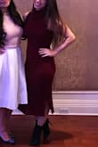 The dress is exactly as shown in Lulus picture. The material is thin, so you don't need to worry about sweating too much :)

I am petite, I hope the picture help you to have an idea of the length of the dress. - Deise S.