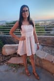 The material is thick,  so a bit warmer,  but the dress was still comfortable. - Nilda M.