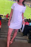I have worn this dress to multiple different events. You can dress it down or up. The material is good quality and the white is not see through which is a must. One of my favorite finds. - Jessica L.