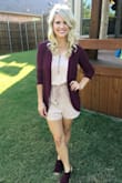 Love this romper! It fits great. When it's chilly it's easy to throw a sweater over it. But it also looks cute without one! Can't go wrong with this. - Leslie R.