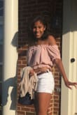 I wore this off the shoulder top to dinner with friends on a spring afternoon and got a ton of compliments! It looks great with almost any type of bottom and is very flattering! I 10/10 would recommend. - Bryanna