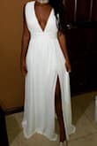 Fits good but a little loose around waist and upper part. It's long for me however high heels sort of helps out. Pretty dress. - Rena W.