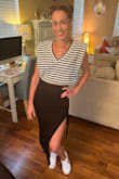 I'm obsessed with this skirt! Perfect fit and stretch. Can dress it up or down which is a bonus. I wish they had more colors! - Nicole H.