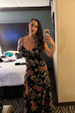 This dress is superb! I love the velvet detailing and the slit on the side. Sexy but also elegant. I definitely got a LOT of compliments. The bride even took the time to let me know how much she loved my dress. It is a big snug in the bust, but I am also large breasted for my body type. - Amelia N.