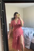 Color is exactly as pictured! Slit is fun and not too risqué. I do love that I could also wear this to other events because it's casual but also dressy! Overall, very comfortable & true to size! - Alyssa N.