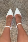 The most perfect heel for a late Oct wedding. Dress is full satin can't wait to complete the look with these cute a** shoes! 

Love that they are closed toe and still strappy! - Anna H.