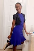 I ordered this dress a week before my event and it came on time. I did not fit as I wanted and had to take it in a few inches on both sides. I am in the process of trying to regain a few pounds. Once this happens, the dress will fit better. It still looked nice on me for the event. I wore it with a bolero because I choose to dress modestly, but still trendy. The blue color of this dress is the same blue show in the photos on the website. It's a perfect dress for me because I do not like to wear formal gowns, too much material and too much dressing up. I'm a casual clothes wearing gal. I like things classy, simple and a little retro mixed in. This dress in blue did not look bad on me. However, I think I'd look much better if the dress was in burgundy. If you are petite, the dress really shows off your small frame. It does not look bad if you are petite, but have toned arms and legs. You definitely need a flat stomach for this dress because the material will show even your little pot gut bulging. - Melinda S.
