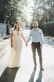 I bought this dress for my engagement photoshoot in Newport, Rhode Island and it was a big hit! I received SO many compliments on it and everyone told me it gave Greek goddess vibes! The medium was sold out when I ordered, so I went with a large. It was a bit loose in the chest area, so I fixed it with a little fashion tape. I love this dress and can't wait to wear it again! - Ashley H.