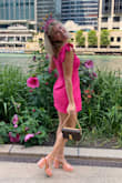 I wore this for my birthday and it is such a cute dress that is also comfortable. It fits well but does wrinkle easily. I usually am a medium (size 6 if I want things tight, 8 if I want it a little looser) - it did gap a little under the arms - Katie T.