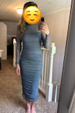 This dress is perfect for a fall or winter wedding, or a fancy night out. I'm usually a size small but went with a medium since this was a more bodycon dress, and I'm happy I did. The ruching makes it forgiving, but I do feel like it draws my eye to my belly a little so I'll wear shapewear with it. Extremely happy with this dress though! It's unique and sexy. - Jessica Z.