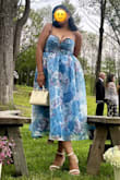 The dress is as pictured, needs a quick steam to get the creases out. It was tight at the bust but still comfortable also has pockets! I would size up if the option was available. - Tink P.