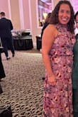 It fits nearly perfectly. It was a little loose on the armpit so you can see a bit more of my bra than I cared to show but I truly love the dress. - Judy M.