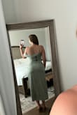 I loved everything about this dress. The fabric, the color, the design& everything but the fit. My normal size (large) was too tight around my hips which made the slit almost directly in front of my private area. Too inappropriate to wear in public. Then I ordered a size up hoping it would fit around my hips, and then it was too large everywhere. Very sad this didn' work out because the dress is stunning. - Rebecca A.