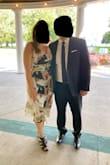 The fit was good, my hips were just slightly too large so dress would get caught up a smidge but I definitely would not change sizes. I got a Large and usually order Large in Lulus dresses. I did not fill in the chest area as much (34C/D) so I used dress tape on the cowl neck to hold it in place. I love the pattern and slit on the dress& I wish there were more colors available! - Erica B.