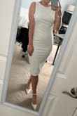 After many months of searching for a bridal shower dress, I found this one on sale! I thought what the heck, $15 I'll try it. It ended up being better than any of the other $100+ dresses I tried. It is the perfect blend of classy and a little sexy. Not too much skin for a family bridal shower though, which I was worried about. Fits true to size and is not see-through. - Hannah A.