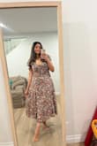 The dress and quality are great! I am a full C and the chest area did not fit my chest. The seam of the cup of the dress was in the middle of my chest. The good thing is that with the print you cannot tell! I wore a bra so I did not show the back of  the dress which is soo pretty. I felt like wearing the bra gave my chest a more defined look. If I was to go braless my chest looked very lets just say not symmetrical haha. Overall the dress fits great, the length is great too. - Maria M.
