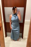 Aside from being the most beautiful shade of blue and flattering cut, it was so comfortable, and loved that it was double lined! Material felt of good quality. I wore lifting pasties but you can also wear boob tape for support as the dress is partially backless. A little long since I'm short but with heels it was fine.
Ordered medium as it was the recommended size for my preferences and it was a perfect fit! Fit exactly as it was described.
Overall Loved my dress! =W - Pamela C.