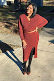 This fit was warm and looked great on me; it hugged me in all the right places. The color is very fall, and the buttons are so cute! - Janali S.