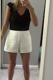 Fit perfectly in the waist a little big on the bottom, kind of felt blousy, but overall, very cute love that it has pockets - Judy G.