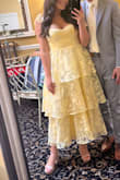 I absolutely loved this dress. My sister's sweet sixteen was once upon a time themed so I wanted to wear yellow for some Belle Vibes. I originally ordered the medium like I typically order, but the zipper was so tricky and couldn't zip it up. The large fit perfectly in the waist but was a little long for my short frame. I didn't get it altered though, and it still worked out great! Would definitely recommend. - Katlyn C.
