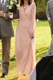 I wore this as a bridesmaid dress and it was perfect! It went perfectly with the other blush dresses. Fits true to size. The slit in the leg is very high so I had to close it off during the ceremony so I wasn't showing too much leg. I would highly recommend this dress! - Erica H.