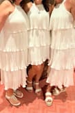 I felt like dress was flattering due to covering up flaws and insecurities. it's fun and seems like very high quality. It's a very popular dress. i wore to a white party for work and 2 other women had the same dress. i went to a bridal shower the following weekend the bride was wearing. I can fluctuate between a medium and large. I felt like this ran slightly big and maybe could have even sized down. - Tonya J.